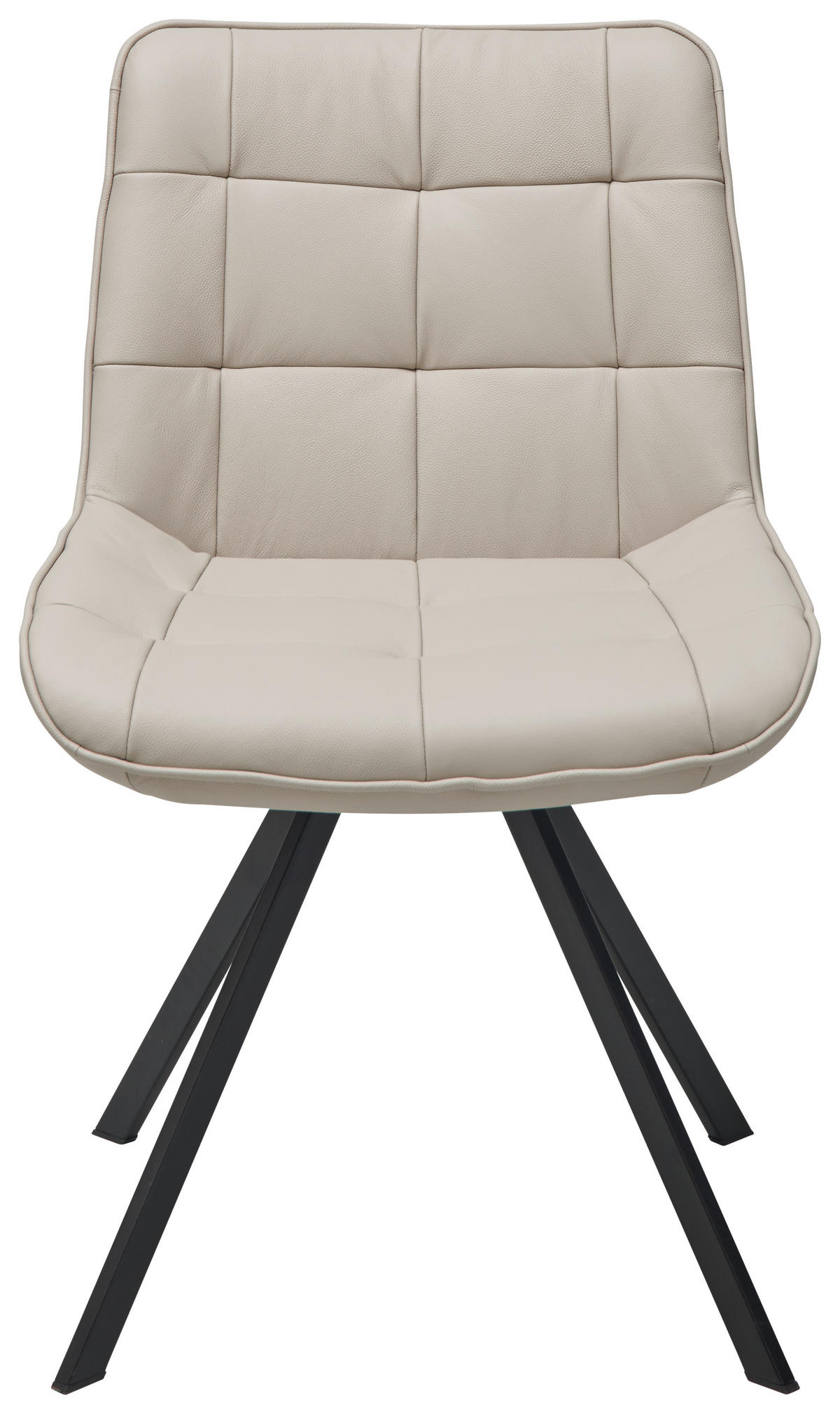 STUHL  in Stahl Echtleder pigmentiert  - Beige/Schwarz, Design, Leder/Metall (56/86/60cm) - Livetastic
