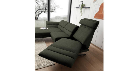 ECKSOFA Dunkelgrün Flachgewebe  - Dunkelgrün/Schwarz, Design, Textil/Metall (176-217/279-327cm) - Dieter Knoll