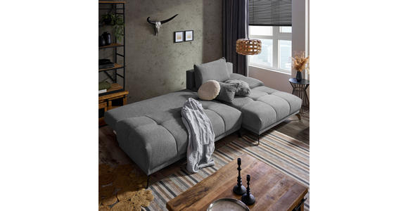 ECKSOFA in Chenille Grau, Dunkelgrau  - Dunkelgrau/Schwarz, MODERN, Textil/Metall (290/182cm) - Hom`in