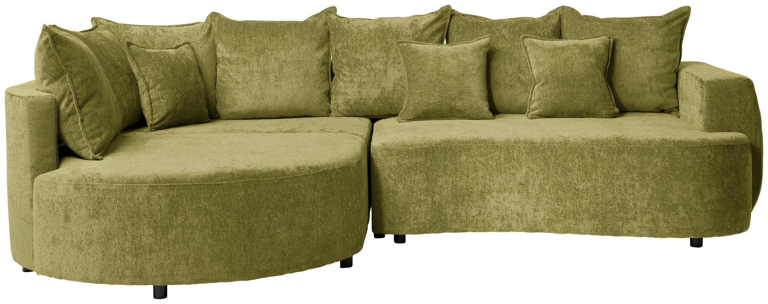 ECKSOFA  in Chenille Olivgrün  194/307 cm  - Schwarz/Olivgrün, KONVENTIONELL, Kunststoff/Textil (194/307cm) - Carryhome