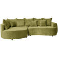 ECKSOFA Olivgrün Chenille Zierkissen, Rückenkissen, Bettkasten, Schlaffunktion, Rücken echt  - Schwarz/Olivgrün, KONVENTIONELL, Kunststoff/Textil (194/307cm) - Carryhome