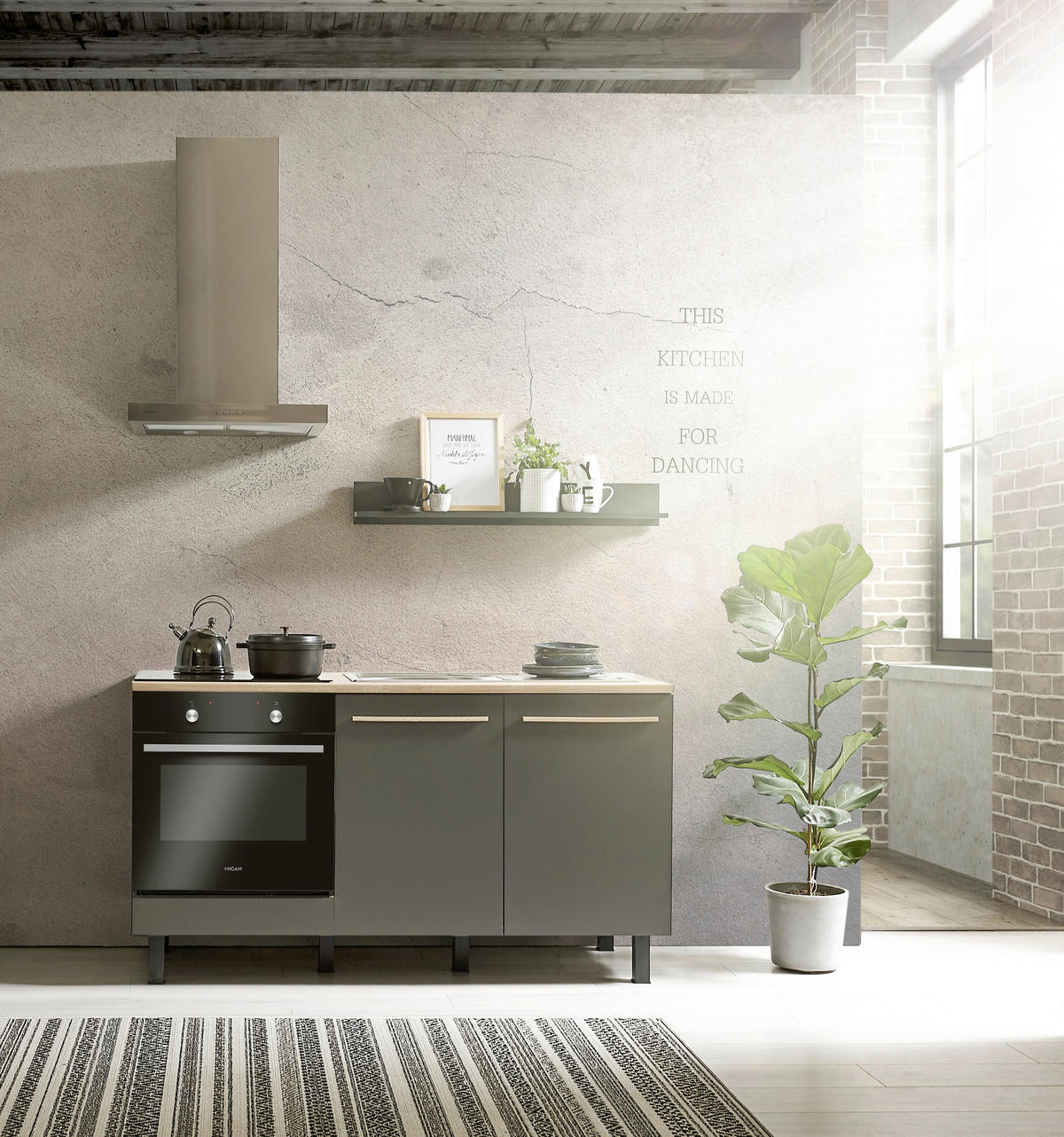 KUCHYŇSKÁ LINKA BILBERRY 160 - Sonoma dub/antracitová, Design, kompozitní dřevo (160cm) - Carryhome