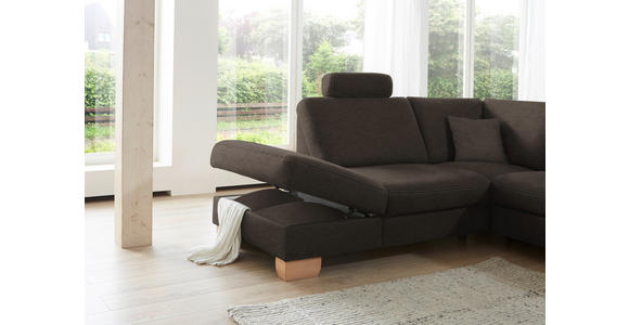 ECKSOFA in Mikrofaser Mokka  - Wildeiche/Beige, KONVENTIONELL, Holz/Textil (236/286cm) - Voleo