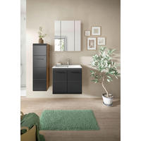 BADEZIMMER 3-teilig  in 90 cm  - Eiche dunkel/Schwarz, Basics, Keramik/Holzwerkstoff (90cm) - MID.YOU