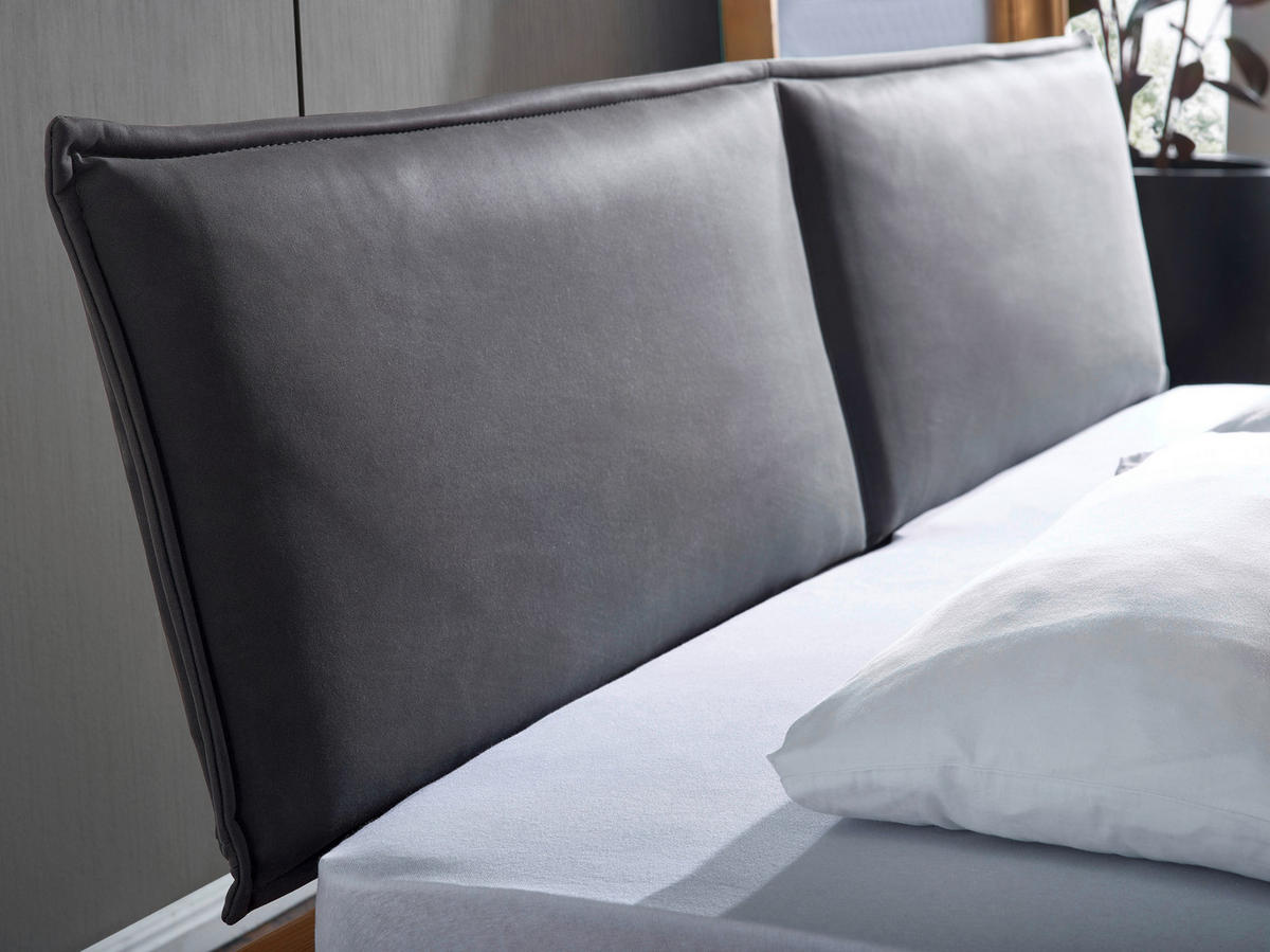 TÖMÖRFA ÁGY 180/200 cm  tölgyfa, borostyánszínű  - fekete/borostyánszínű, Modern, textil/fa (180/200cm) - Livetastic