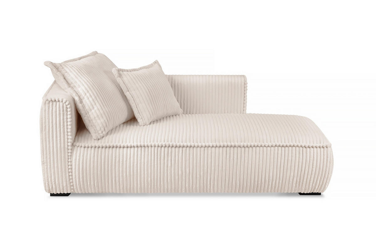 RÉCAMIERE Creme Cord  - Creme/Schwarz, Design, Holz/Textil (207/75/121cm) - MID.YOU