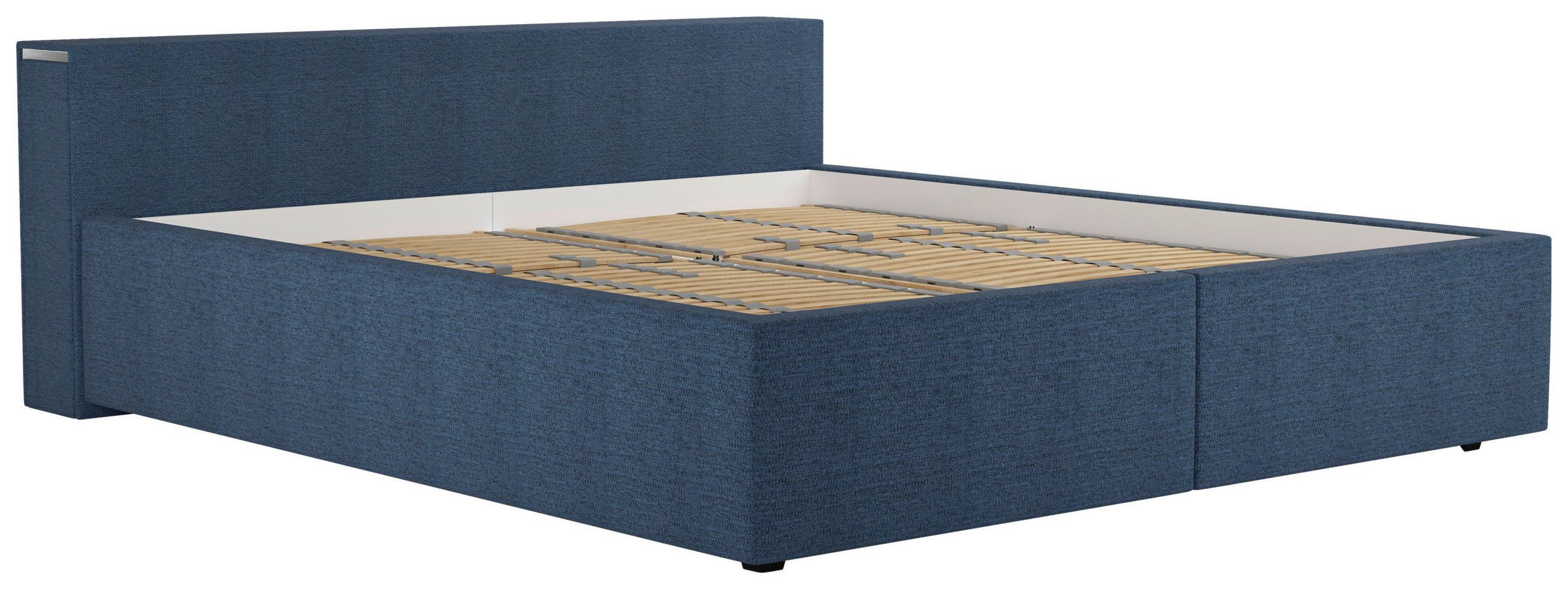 KÁRPITOZOTT ÁGY 180/200 cm  sötétkék  - sötétkék/natúr színű, Modern, műanyag/textil (180/200cm) - Cantus