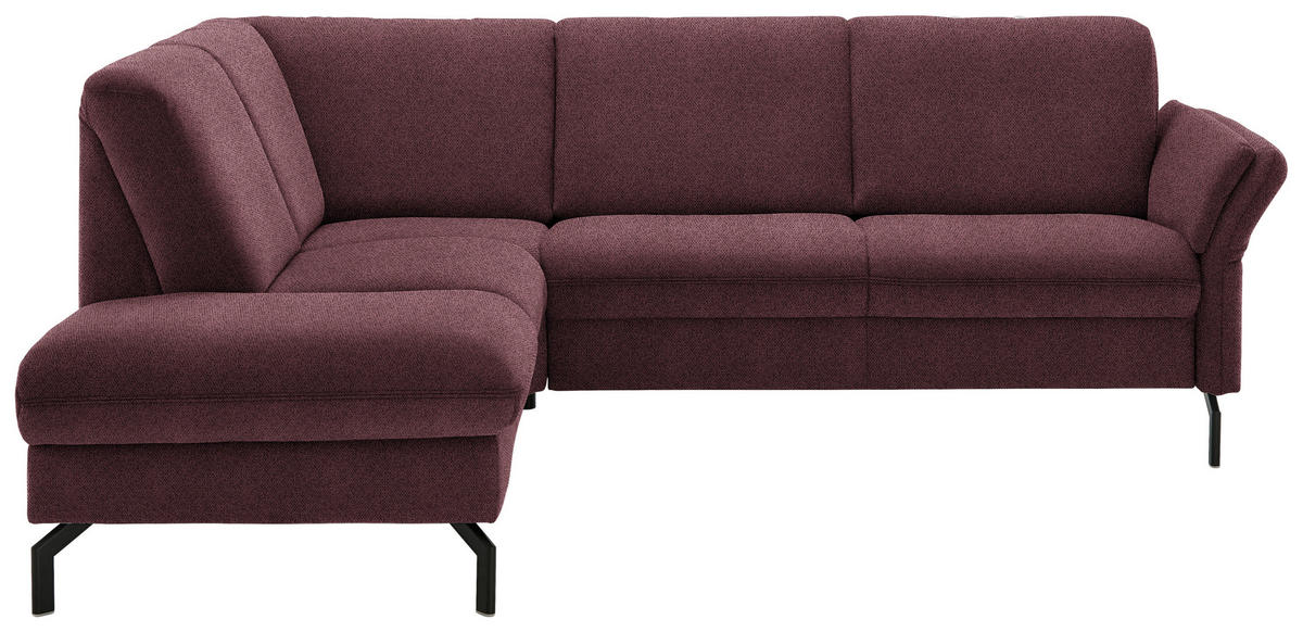 ECKSOFA in Flachgewebe Weinrot  190/241 cm  - Weinrot/Schwarz, KONVENTIONELL, Textil/Metall (190/241cm) - Beldomo Comfort