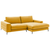 ECKSOFA  in Velours Currygelb  253/177 cm  - Currygelb/Schwarz, Design, Textil/Metall (253/177cm) - Dieter Knoll