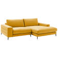 ECKSOFA  in Velours Currygelb Rücken echt  253/177 cm  - Currygelb/Schwarz, Design, Textil/Metall (253/177cm) - Dieter Knoll