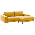 ECKSOFA  in Velours Currygelb  253/177 cm  - Currygelb/Schwarz, Design, Textil/Metall (253/177cm) - Dieter Knoll