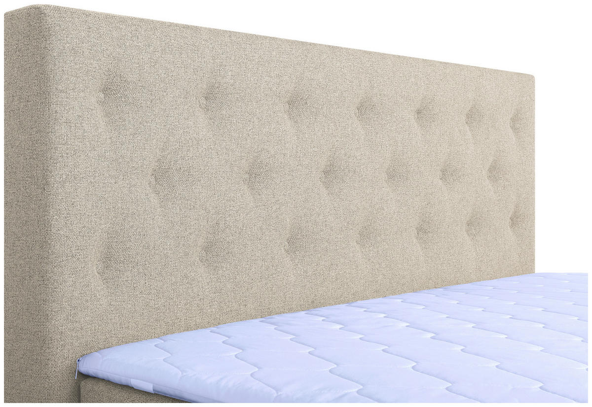 BOXSPRINGBETT 180/200 cm,  in Beige, Topper, Matratzen, H3 = fest  - Chromfarben/Beige, Basics, Holzwerkstoff/Textil (180/200cm) - MID.YOU