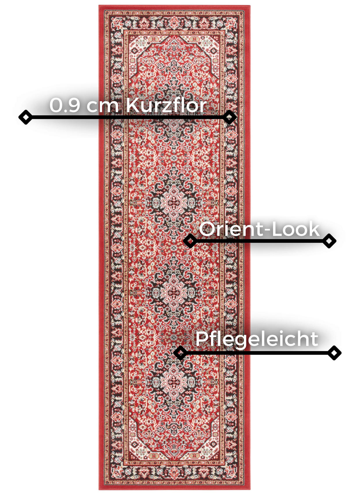 VINTAGE-TEPPICH 80/250 cm Mirkan Rot, Multicolor  - Rot/Multicolor, Basics, Kunststoff/Textil (80/250cm) - Hanse Home