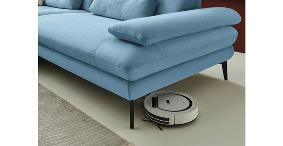 ECKSOFA  in Chenille, Flachgewebe Blau  180/284 cm  - Blau/Schwarz, Design, Textil/Metall (180/284cm) - Dieter Knoll