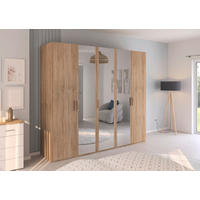 DREHTÜRENSCHRANK  in Sonoma Eiche  - Silberfarben/Sonoma Eiche, Design, Glas/Holzwerkstoff (251/223/60cm) - Novel