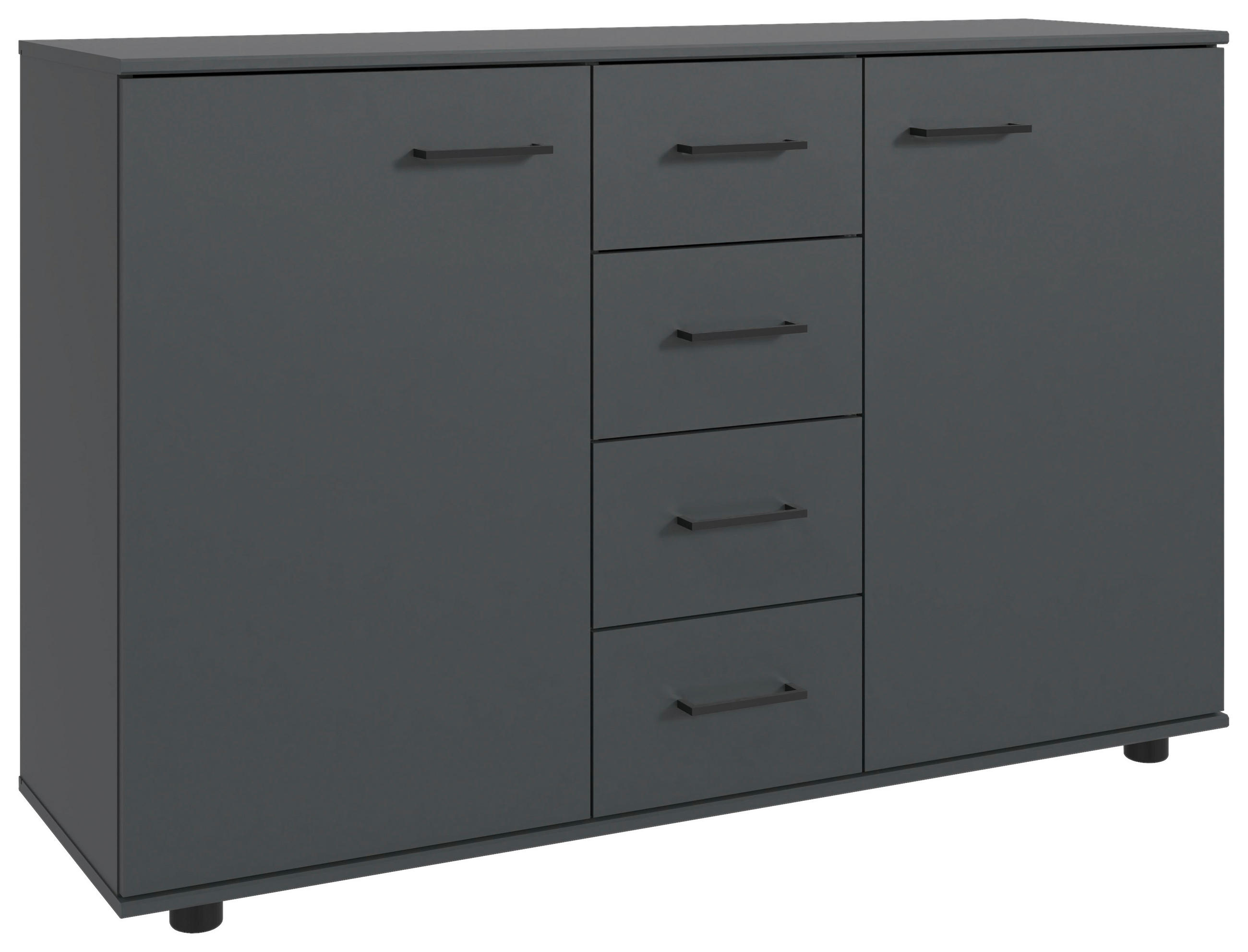 KOMMODE , 130/83/41 cm, 4 Schublade(n)  - Schwarz/Graphitfarben, KONVENTIONELL, Holzwerkstoff/Kunststoff (130/83/41cm) - Carryhome