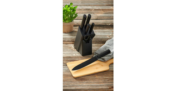 MESSERBLOCK 7-teilig  - Schwarz, Basics, Holz/Kunststoff - Homeware Profession.