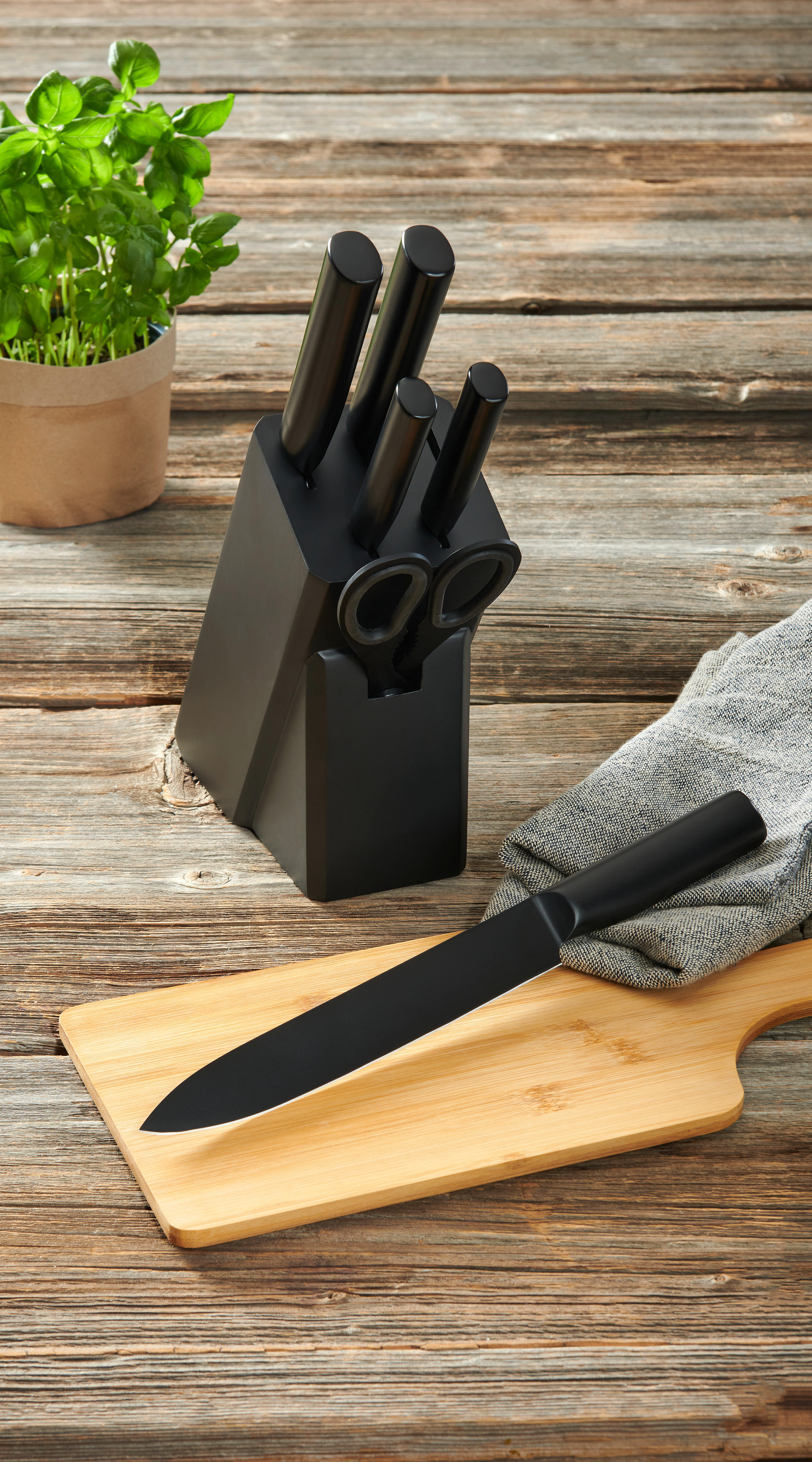 KNIVBLOCK 7 delar  - svart, Basics, metall/trä - Homeware Profession.