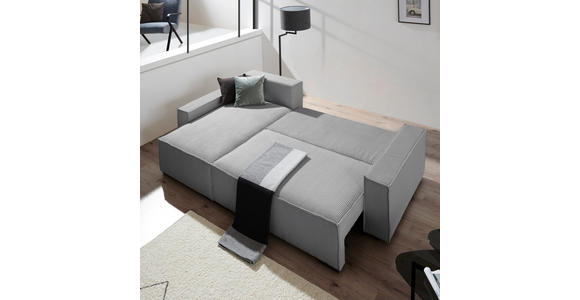 ECKSOFA in Cord, Webstoff Grau  - Schwarz/Grau, MODERN, Holz/Textil (157/265cm) - Carryhome