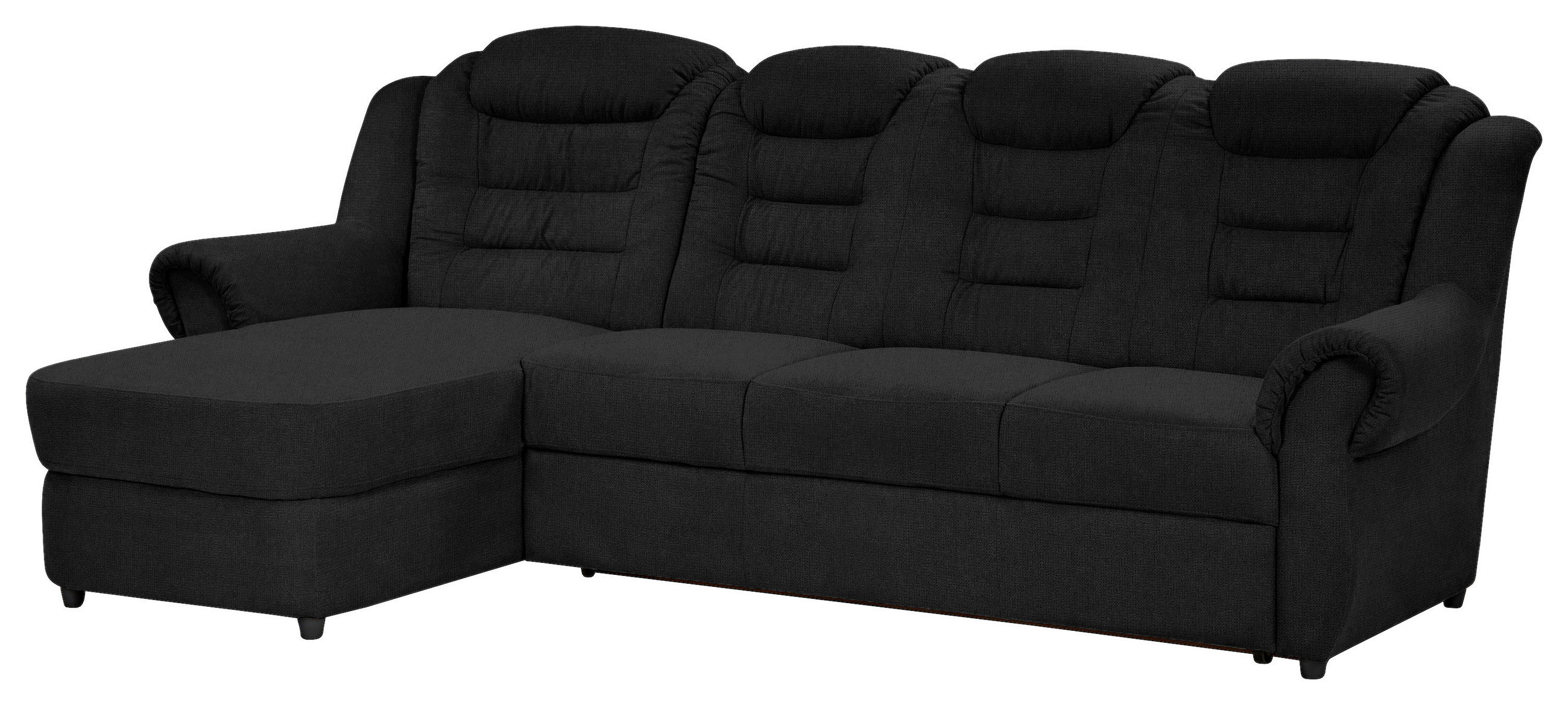 ECKSOFA Schwarz Chenille Rücken echt  - Schwarz, KONVENTIONELL, Kunststoff/Textil (165/262cm) - Livetastic