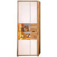 VITRINE Weiss, Eiche Wotan  80/204/39 cm  - Weiss/Anthrazit, Modern, Glas/Holzwerkstoff (80/204/39cm) - Stylife