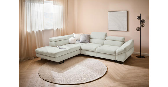 ECKSOFA in Webstoff Creme  - Creme/Schwarz, Design, Textil/Metall (235/280cm) - Hom`in