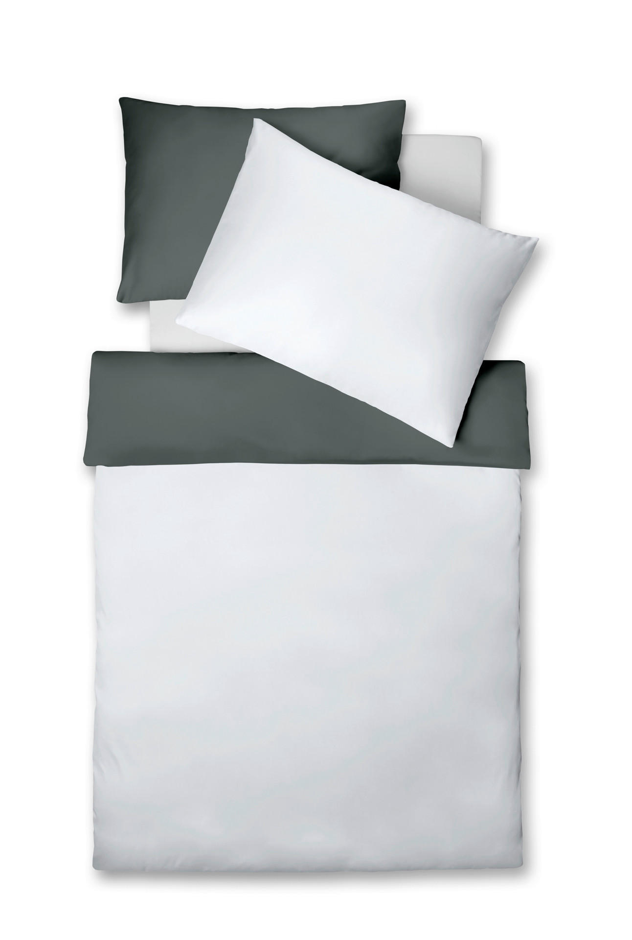 POSTEĽNÁ BIELIZEŇ, makosatén, sivá, svetlosivá, 140/200 cm  - sivá/svetlosivá, Basics, textil (140/200cm) - Fleuresse