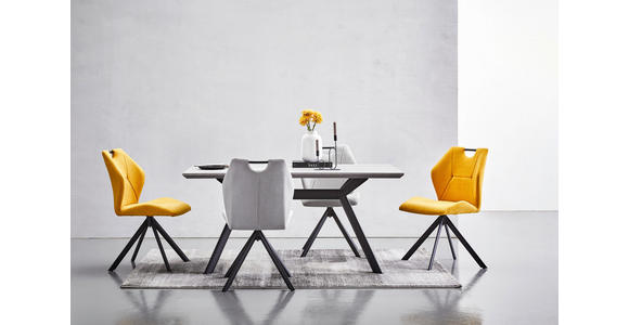 ESSTISCH in Metall, Holzwerkstoff 160/90/76 cm - Hellgrau/Schwarz, Design, Holzwerkstoff/Metall (160/90/76cm) - Novel