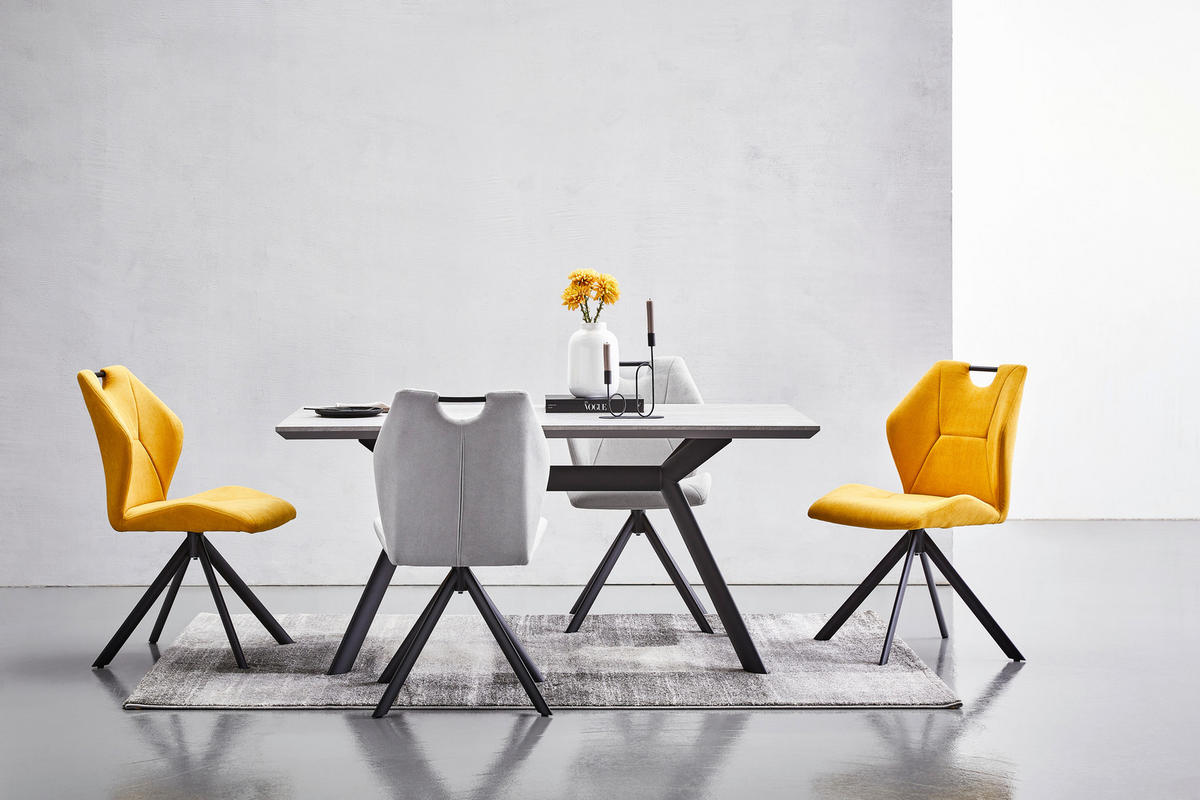 ESSTISCH in Metall, Holzwerkstoff 160/90/76 cm   - Hellgrau/Schwarz, Design, Holzwerkstoff/Metall (160/90/76cm) - Novel