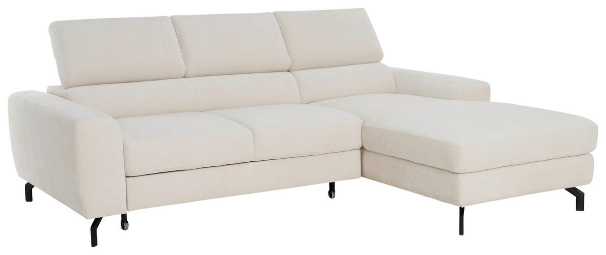 ECKSOFA Chenille Creme  - Creme/Schwarz, Design, Textil/Metall (226/177cm) - Livetastic