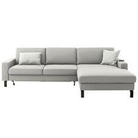 ECKSOFA Cord Greige  - Greige/Schwarz, Design, Textil/Metall (298/185cm) - Pure Home Lifestyle