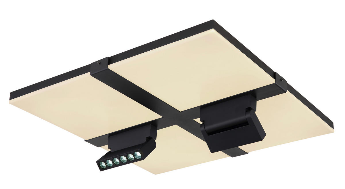 LED-DECKENLEUCHTE 45/45/16,1 cm   - Opal/Schwarz, Design, Kunststoff/Metall (45/45/16,1cm) - Globo