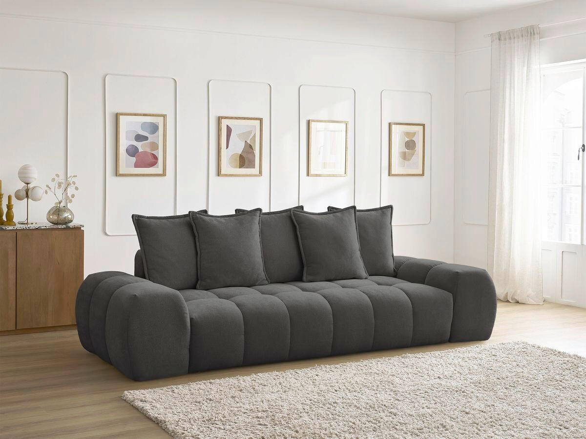 SCHLAFSOFA EVEREST  mit Rücken echt, Armteil links, Armteil rechts Struktur Schwarz  - Schwarz, MODERN, Kunststoff/Textil (278/115/90cm)