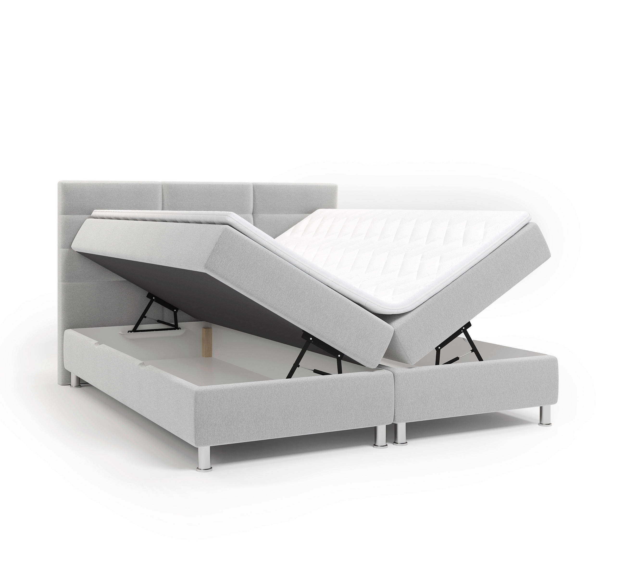 BOXBETT 160/200 cm  in Greige  - Chromfarben/Greige, KONVENTIONELL, Textil/Metall (160/200cm) - Carryhome