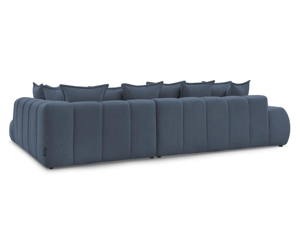 ECKSOFA Ottomane rechts  EVEREST Dunkelblau Flachgewebe  - Schwarz/Dunkelblau, MODERN, Kunststoff/Textil (352/210cm)