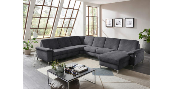 WOHNLANDSCHAFT in Chenille Dunkelgrau - Dunkelgrau/Alufarben, Design, Textil/Metall (265/333/170cm) - Dieter Knoll