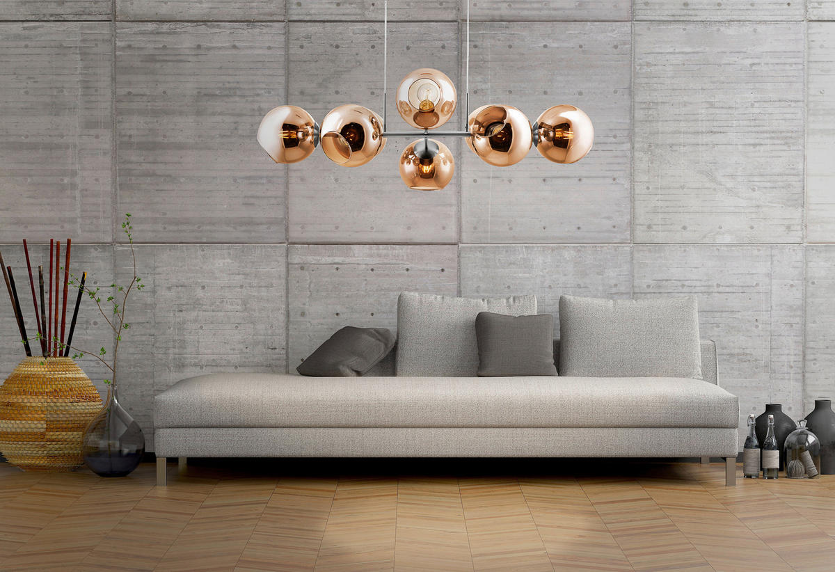 HÄNGELEUCHTE 100/38/150 cm    - Orange/Nickelfarben, Design, Glas/Metall (100/38/150cm) - Globo