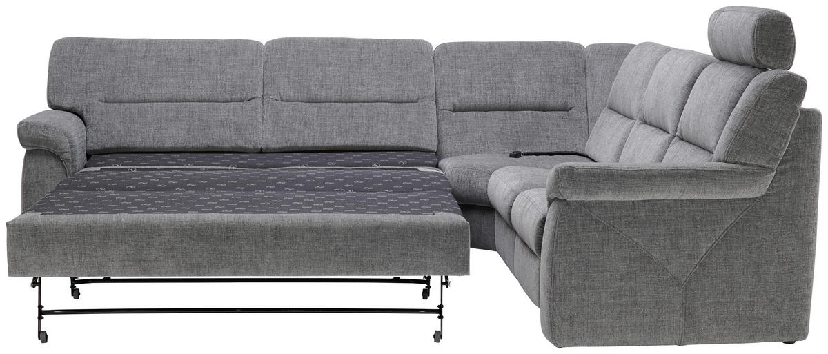 ECKSOFA in Chenille Grau  282/252 cm  - Schwarz/Grau, KONVENTIONELL, Kunststoff/Textil (282/252cm) - Himolla