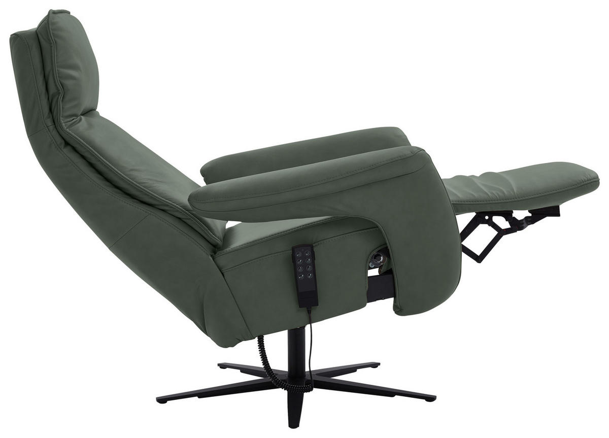 RELAXSESSEL in Leder Dunkelgrün  - Dunkelgrün/Schwarz, Design, Leder/Metall (83/123/87cm) - Valdera