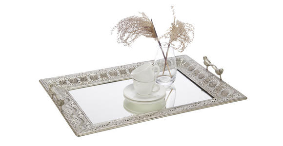 SERVIERTABLETT - Silberfarben, LIFESTYLE, Glas/Metall (51/8,5/35cm) - Ambia Home