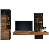 WOHNWAND  in Anthrazit, Eichefarben  323/207/53 cm  - Eichefarben/Anthrazit, Design, Glas/Holz (323/207/53cm) - Schöner Wohnen