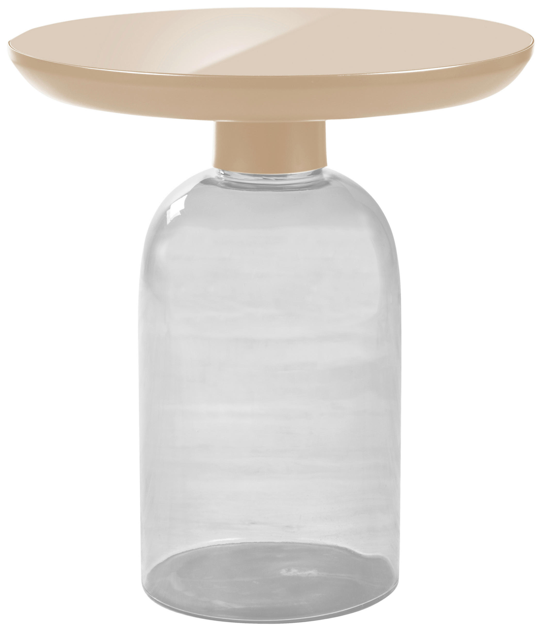 BEISTELLTISCH 50/50/56 cm Transparent, Creme rund  - Transparent/Creme, Design, Glas/Metall (50/50/56cm) - Livetastic