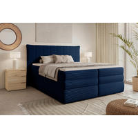 BOXSPRINGBETT 180/200 cm  in Dunkelblau  - Schwarz/Dunkelblau, Design, Kunststoff/Textil (180/200cm) - Chameo