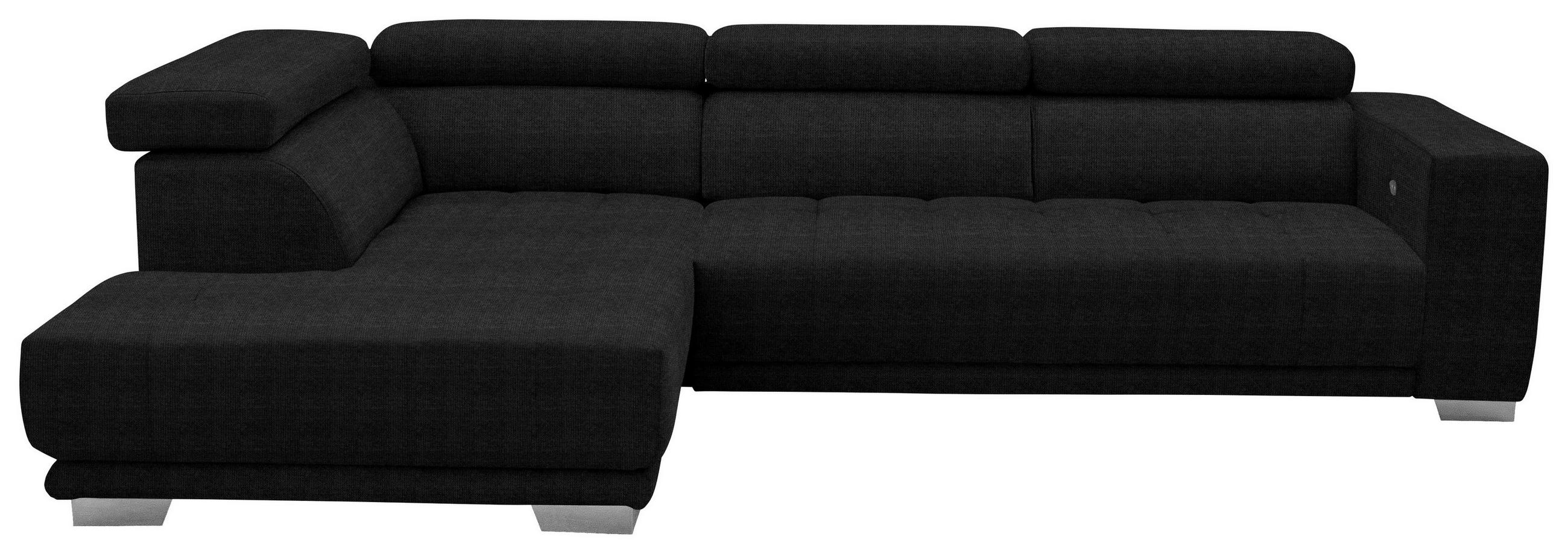 ECKSOFA in Mikrofaser Graphitfarben  - Chromfarben/Graphitfarben, Design, Textil/Metall (207/301cm) - Xora