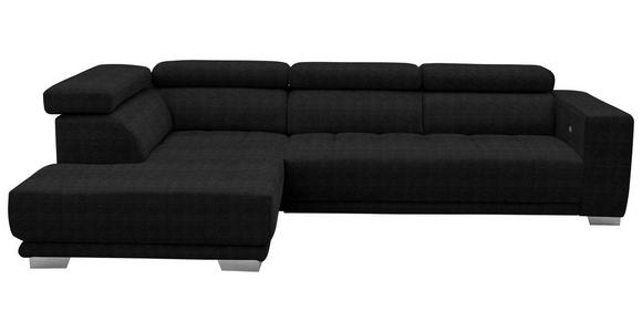 ECKSOFA in Mikrofaser Graphitfarben  - Chromfarben/Graphitfarben, Design, Textil/Metall (207/301cm) - Xora