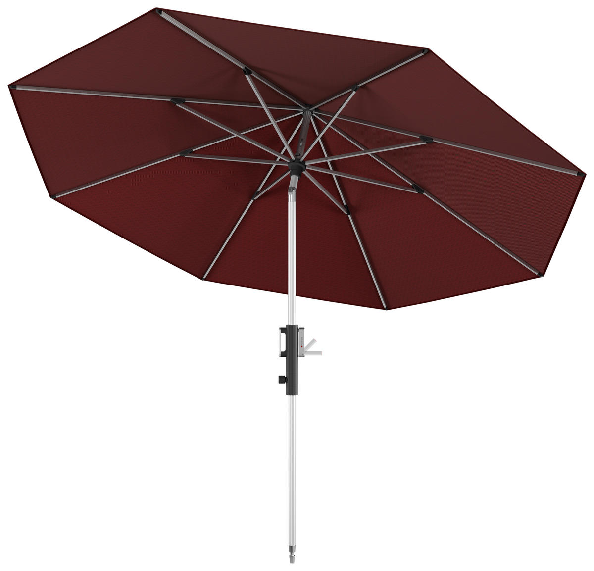 SONNENSCHIRM 315 cm Bordeaux  - Bordeaux/Silberfarben, KONVENTIONELL, Textil/Metall (315/315cm) - KNIRPS