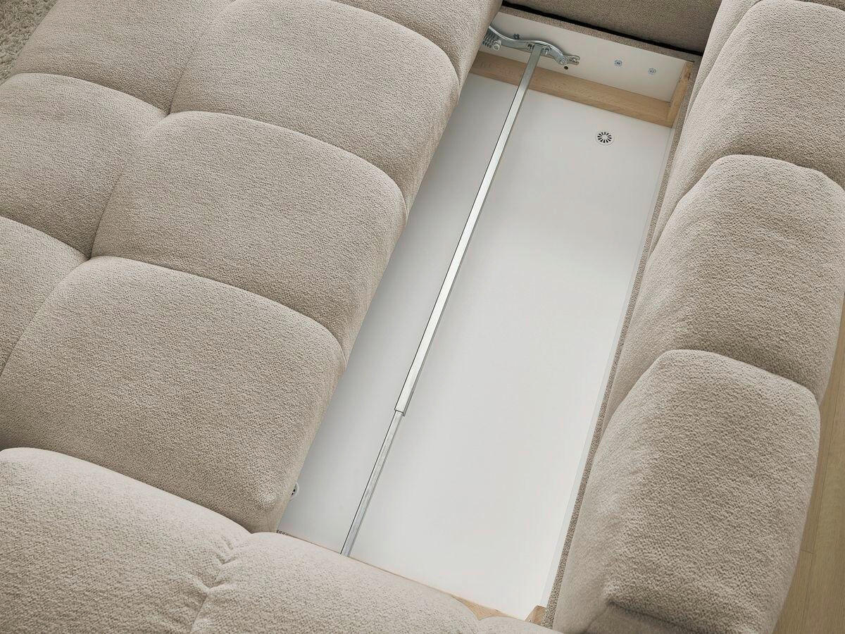 ECKSCHLAFSOFA EVEREST  mit Rücken echt, Armteil links, Armteil rechts Flachgewebe Taupe  - Taupe/Schwarz, MODERN, Kunststoff/Textil (320/212cm)