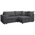 ECKSOFA Graphitfarben Cord  - Schwarz/Graphitfarben, KONVENTIONELL, Kunststoff/Textil (245/153cm) - Carryhome