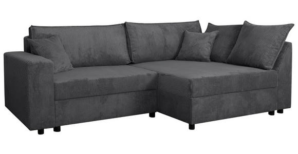 ECKSOFA Graphitfarben Cord - Schwarz/Graphitfarben, KONVENTIONELL, Kunststoff/Textil (245/153cm) - Carryhome