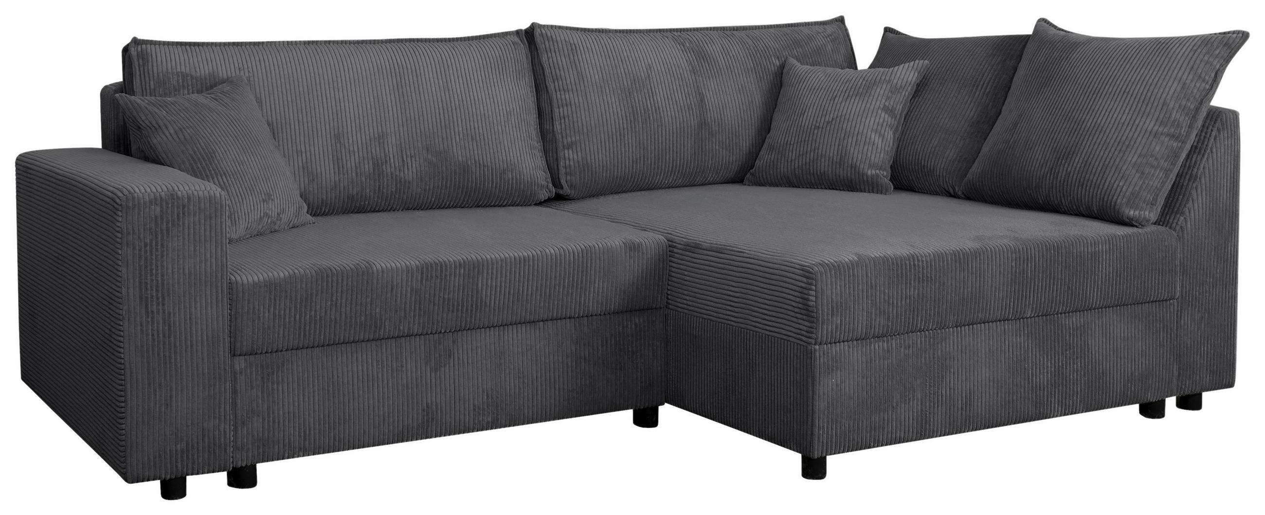ECKSOFA Graphitfarben Cord  - Schwarz/Graphitfarben, KONVENTIONELL, Kunststoff/Textil (245/153cm) - Carryhome